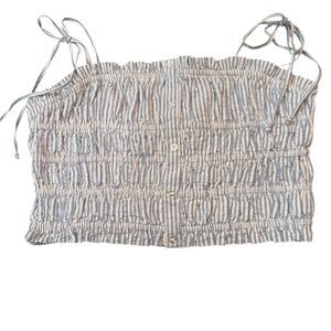 Blue and White Striped Women's Crop Top